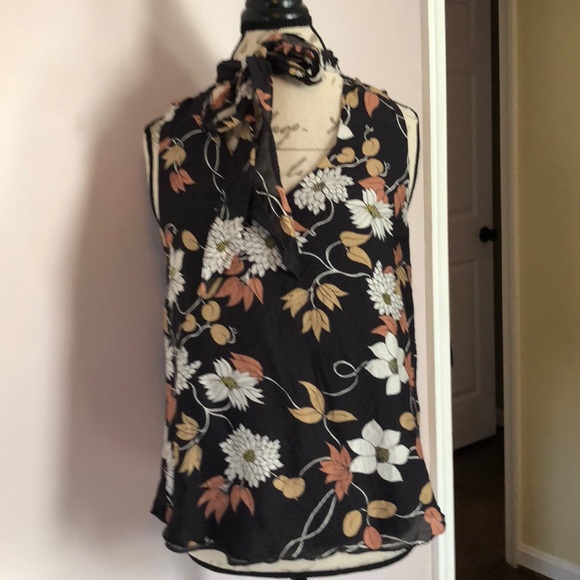 Anthropologie Maeve Floral Tie-Neck Blouse - Picture 4 of 8